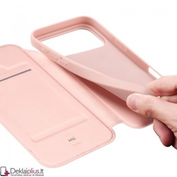 Dux Ducis Skin Pro dirbtinės odos dėklas - rausvas (Apple Iphone 17 Pro Max/18 Pro Max) Dux Ducis Skin Pro dirbtinės odos dėklas - rausvas (Apple Iphone 17 Pro Max/18 Pro Max)